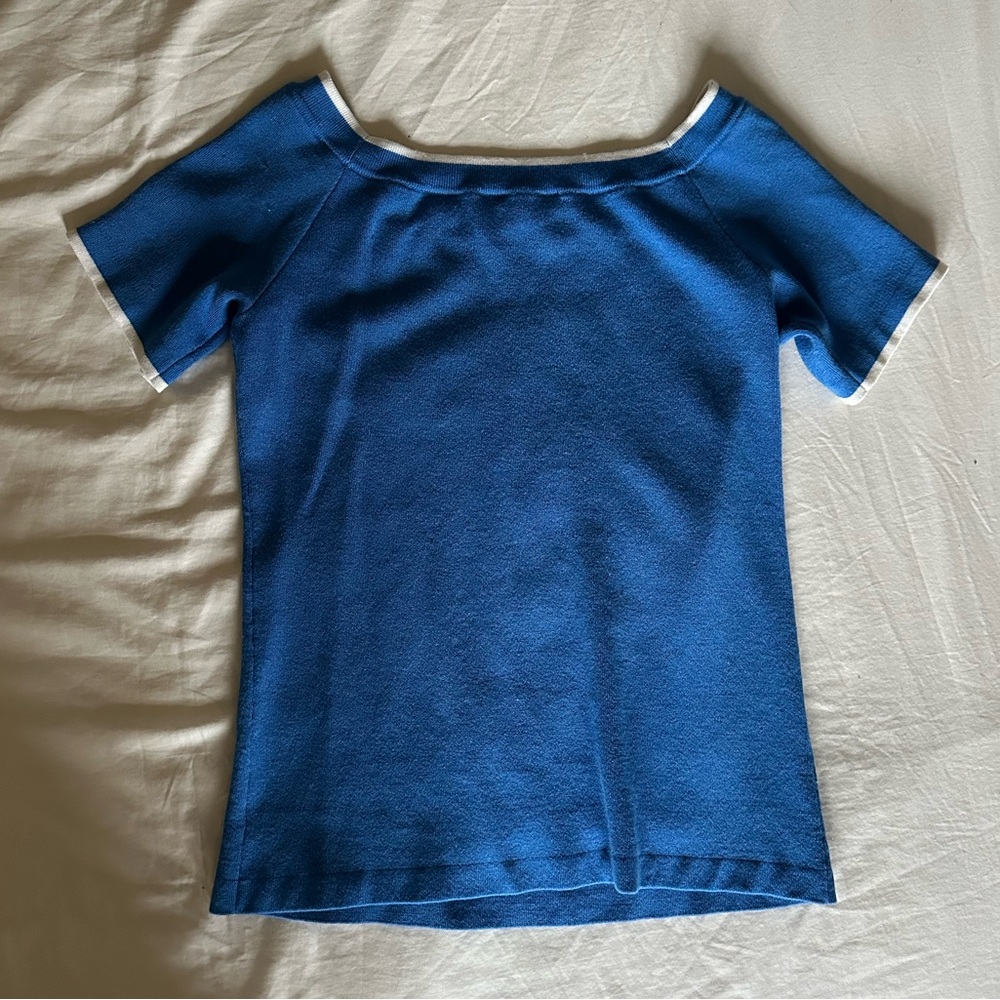 W by Worth Blue Knit Boatneck Top - Picture 2 of 4